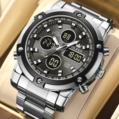 OLEVS Men's Watches Original Multifunctional Wlectronic Watch for Man Waterproof Luminous Alarm Clock Fashion Dress Good Vibrations