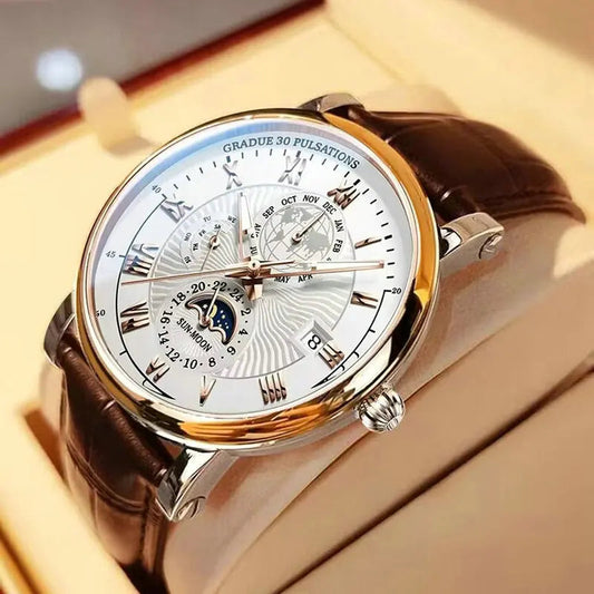 2024 Men Watch Fashion Top Luxury Sport Men's Wristwatch Waterproof Luminous Leather Date Quartz Watches Man clock Good Vibrations
