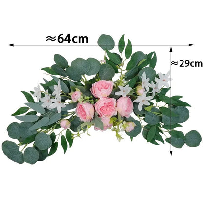 Artificial Wedding Arch Flowers Boho Red Rose Eucalyptus Garland Drapes Home Decoration Wedding Decorations Welcome Sign Good Vibrations