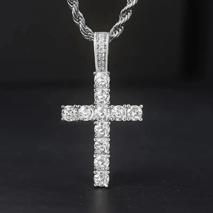 Huitan 60Cm Twisted Chain Long Necklace for Women/Men Fashion Luxury Cubic Zirconia Cross Pendant Necklace Gift Love Accessories Good Vibrations