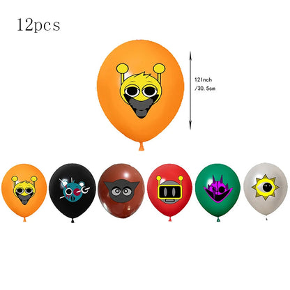 Incredibox sprunki Birthday Party Decorations Cake Topper Balloons Tablecloth Cups Plates Kids Birthday Party Supplies Good Vibrations