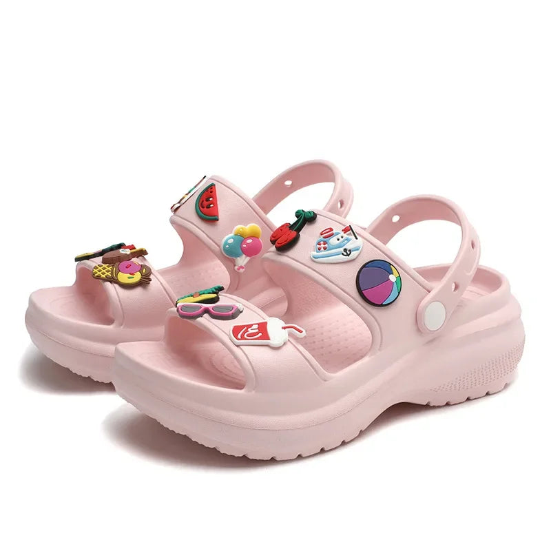 Sandals for Women 2023 Korean Wedge Platform High Heels Ladies Shoes Outdoor Beach Peep Toe Non-slip Sandalias De Mujer Good Vibrations