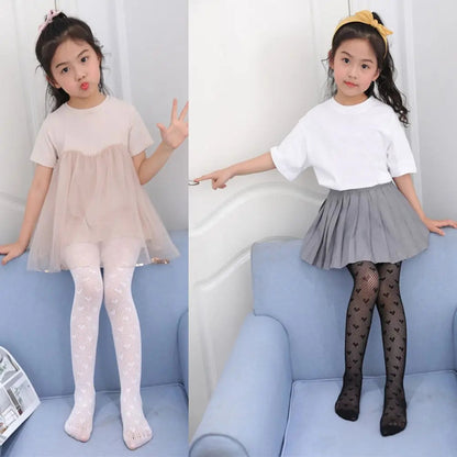 Spring Summer Autumn Mesh Thin Baby Girls Pantyhose Kids Princess Tights Children Stockings Love Soft Hosiery Good Vibrations