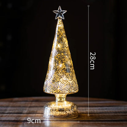 Christmas Tree Glass Night Light for Home Xmas Romantic Holiday Atmosphere Arbol De Navidad Ornaments LED Luminous Decoration Good Vibrations