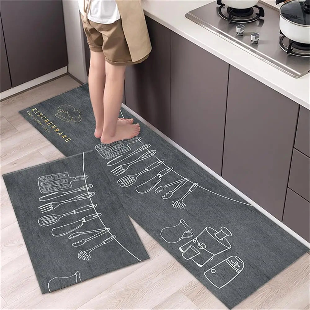 Soft Washable Non-Slip Kitchen Floor Mat for Bedroom Living Room Hallway Bathroom Entrance Long Bedside Carpet Good Vibrations
