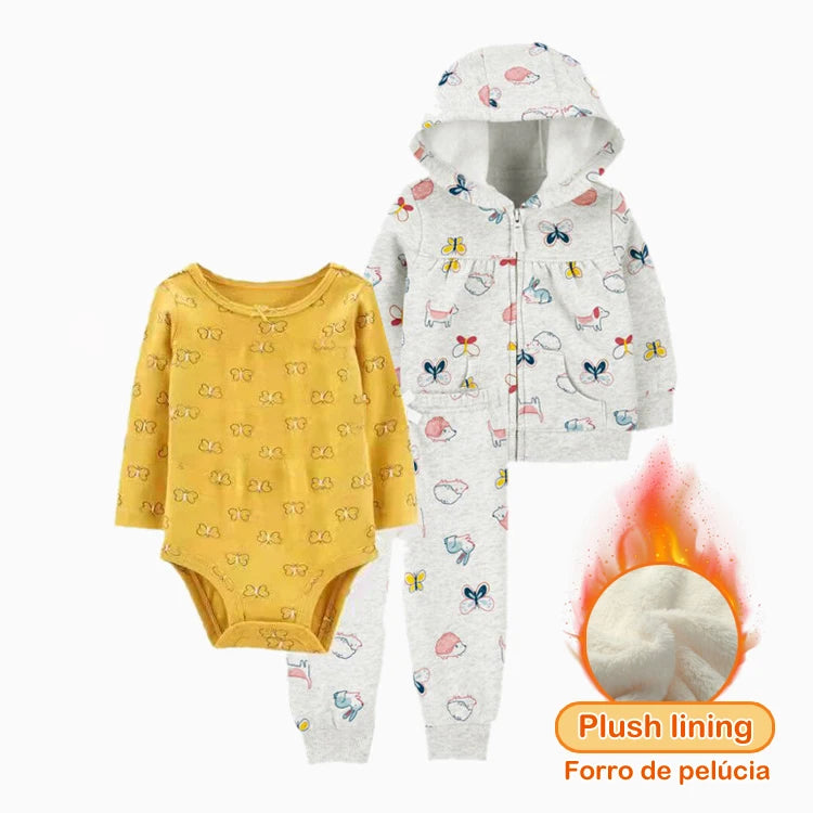3pcs Baby Clothes Set for Newborns Toddler Girl Boy Clothes Hooded Jacket Trousers + Bodysuits 3pcs Child sets Infant Outfits Good Vibrations