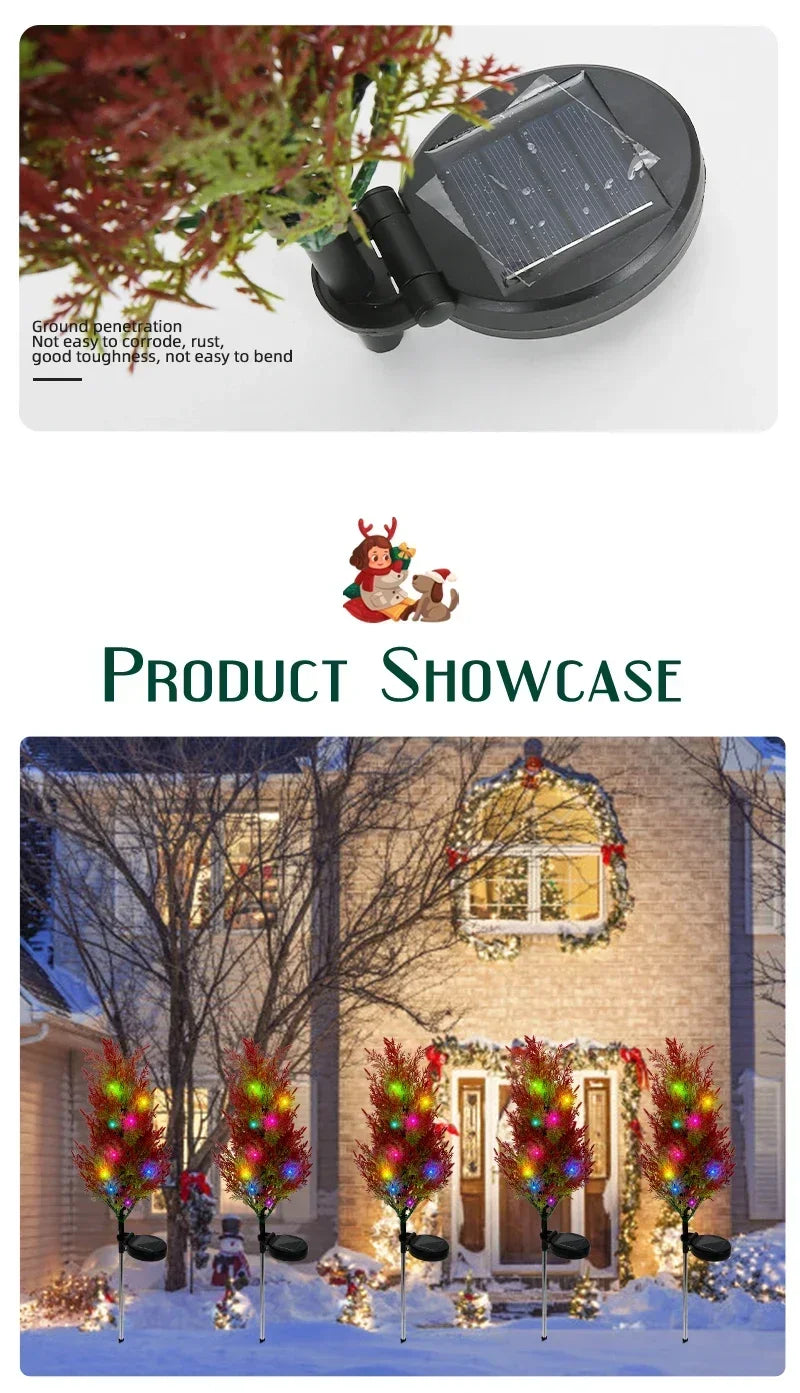 2025 Hot Outdoor Decoration Christmas Tree Light Solar Charging Simulation Pine Tree 20 LED Lawn Light Garden Decoration Light Good Vibrations