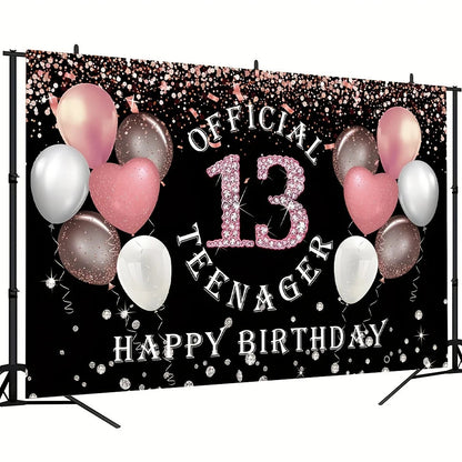 Rose gold girl's 13th birthday decoration, birthday party supporting photography background, 13th birthday party supplies Good Vibrations