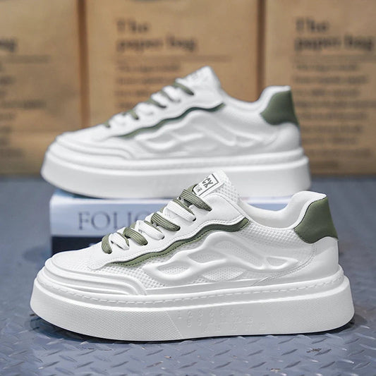 Fashion White Sports Shoes Men Casual Shoes Thick Soles Versatile Breathable Students Shoes Lightweight Sneakers Tennis Shoes Good Vibrations