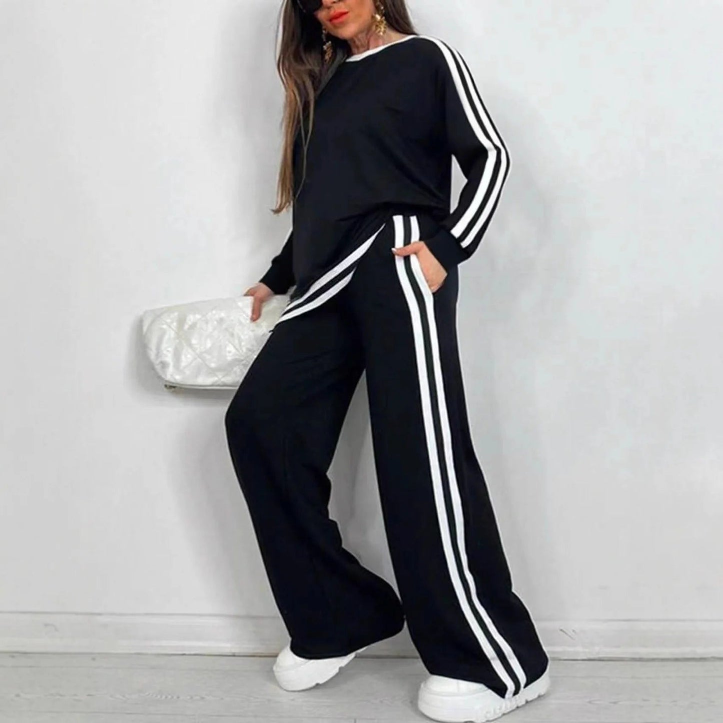 2025 Women's Sweat Suit Spring Autumn New Leisure Clothing Fashion Elegant Tops T-shirt Pants 2 Two Piece Set For Women Good Vibrations