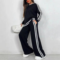 2025 Women's Sweat Suit Spring Autumn New Leisure Clothing Fashion Elegant Tops T-shirt Pants 2 Two Piece Set For Women Good Vibrations