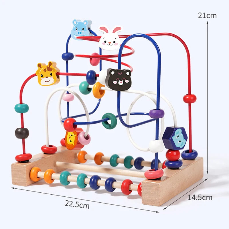 Wooden Toys Bead Maze Colorful Animals Fruits Shapes Educational Counting Learning Circle Toys Kids Classic Gifts for Toddlers Good Vibrations
