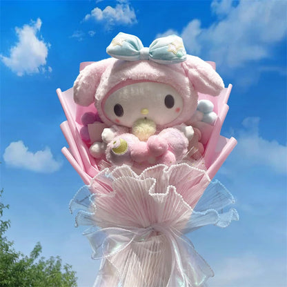 Christmas Gifts Cartoon Sanrio Plush Bouquet My Melody Kuromi Cinnamoroll Kt Cat Plush Doll Toy  Valentine Graduation Gifts Good Vibrations