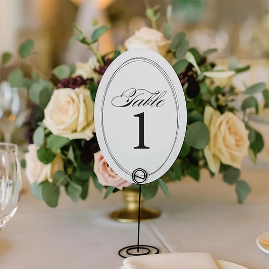 Oval Table Numbers-Double-sided Printing Event Wedding Table Number Assignment Formal Elegant Simple NUMERICAL Table Numbers Good Vibrations