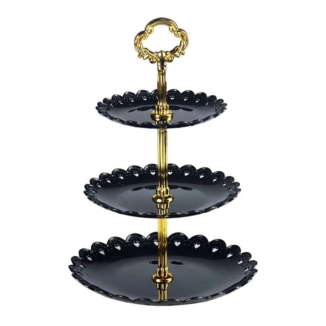 3 Layer Cake Stand Fruit Plate Tray Display Birthday Party Dessert Wedding Good Vibrations