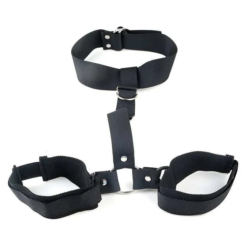 BDSM Back Handcuff Sex Toy SM Restraint Collar Fetish Adjustable Handcuffs Couple Bondage Women Erotic Restraint Sex Product Set GOOD Vibrations