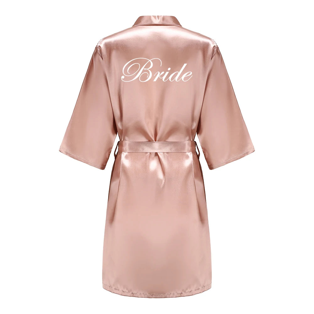 Wedding Bride Bridesmaid Robes for Women Bridal Party Gifts Team Dress Gown Silk Satin Sleepwear Kimono Sexy Summer Bathrobe Good Vibrations