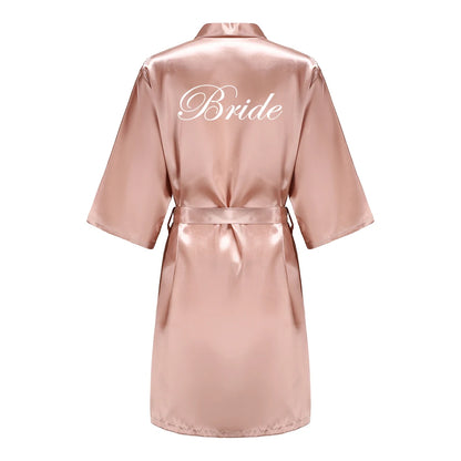 Wedding Bride Bridesmaid Robes for Women Bridal Party Gifts Team Dress Gown Silk Satin Sleepwear Kimono Sexy Summer Bathrobe Good Vibrations