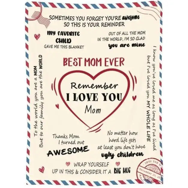 Letter To Mom Pattern Blanket Mother Gift Soft Comfortable Warm Throw Air-conditioned Room Nap Blanket for Home Custom blankets Good Vibrations