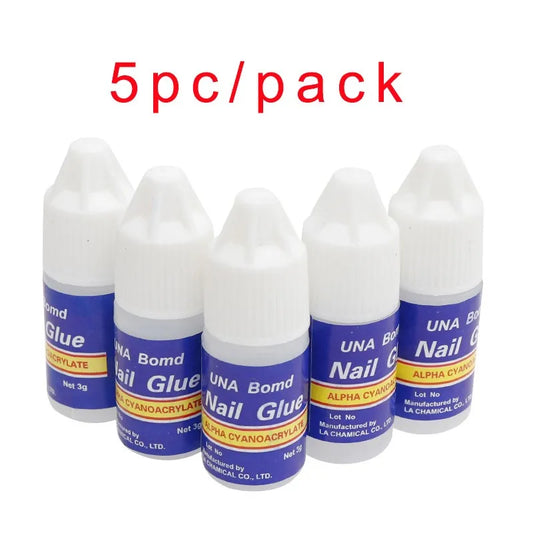 5Pcs Fast Drying Nail Art Glue Glitter UV Acrylic Rhinestones Press on Nails Strong Adhesive Nail Glue False Tips Manicure Tool Good Vibrations