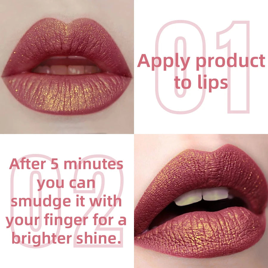 14 Colors Glitter Metallic Lip Glaze Shiny Long Lasting Lip Gloss Waterproof Liquid Lipstick Makeup Lip Oil Lip Tint Gifts for W Good Vibrations