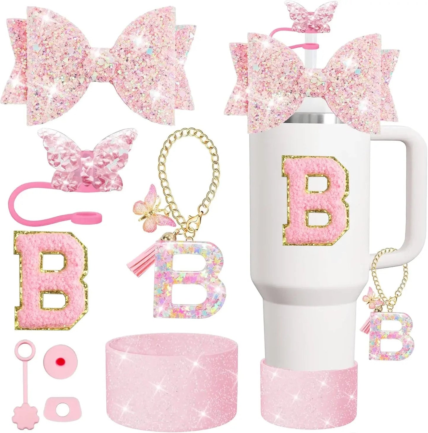 8PCS Cup Accessories Set for Stanley 30oz 40oz Tumbler Straw Topper Cover Cap Boot,Spill Proof Stopper Charm Initials Sticker Good Vibrations Adult Super Store