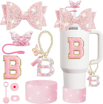 8PCS Cup Accessories Set for Stanley 30oz 40oz Tumbler Straw Topper Cover Cap Boot,Spill Proof Stopper Charm Initials Sticker Good Vibrations Adult Super Store