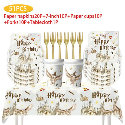 Magic School Birthday Party Decoration Disposable  Paper Plate Cup Napkin Balloons Gifts Magician Kids Baby Shower Party Supplie Good Vibrations