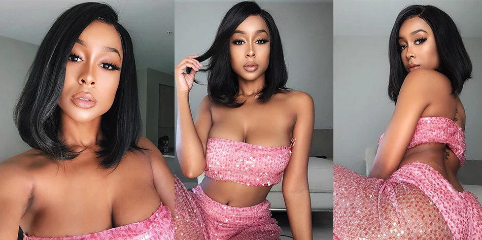 Glueless Wigs 13x4 Short Bob Wigs Bone Straight Lace Front Human Hair Wigs for Women Brazilian HD Transparent Lace Frontal Wigs Good Vibrations