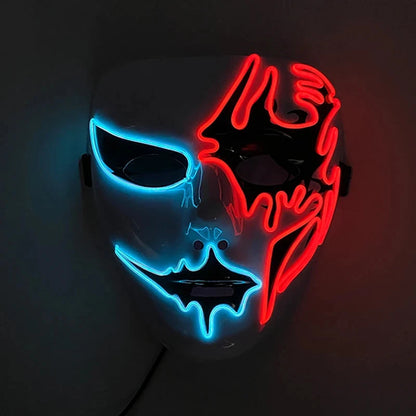 Halloween Carnival Party Costume Decoration Luminous LED Mask Halloween Mask LED Maske Light Up Party Masks for Glow Party Good Vibrations