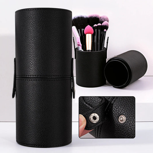 Makeup Brush Holder PU Leather Travel Empty Cosmetic Brushes Pen Bucket Makeup Artist Bag Brushes Organizer Make Up Tools Good Vibrations