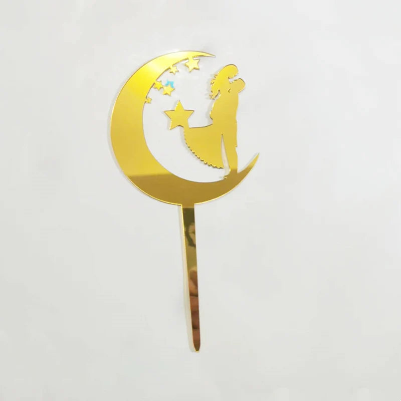 Bride and Groom Wedding Party Cake Topper Decoration Golden Acrylic Mrs & Mrs Engagement Party Cake Toppers Gift Baking Supplies Good Vibrations