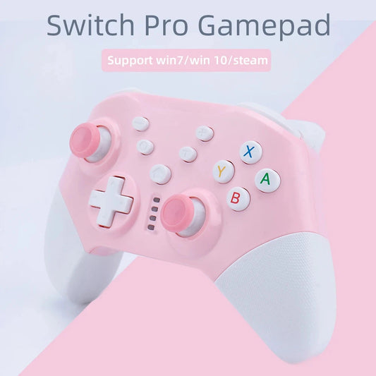 Switch Pro gamepad  supports switch console with dual motor vibration, pink game controller supports PC win10 Good Vibrations