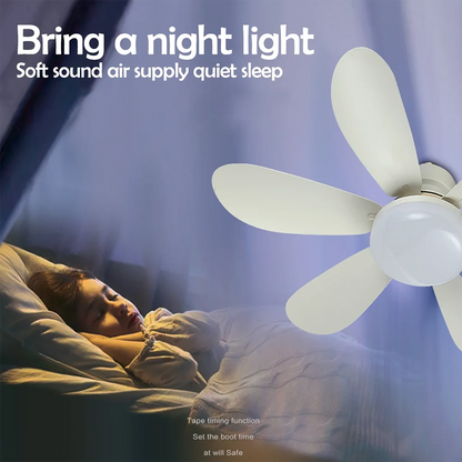 Socket Fan Light with Remote, 20.5in Small Ceiling Fan with LED, E26/27 Cordless Light Screw Fan for Kitchen Bedroom, Small Room Good Vibrations