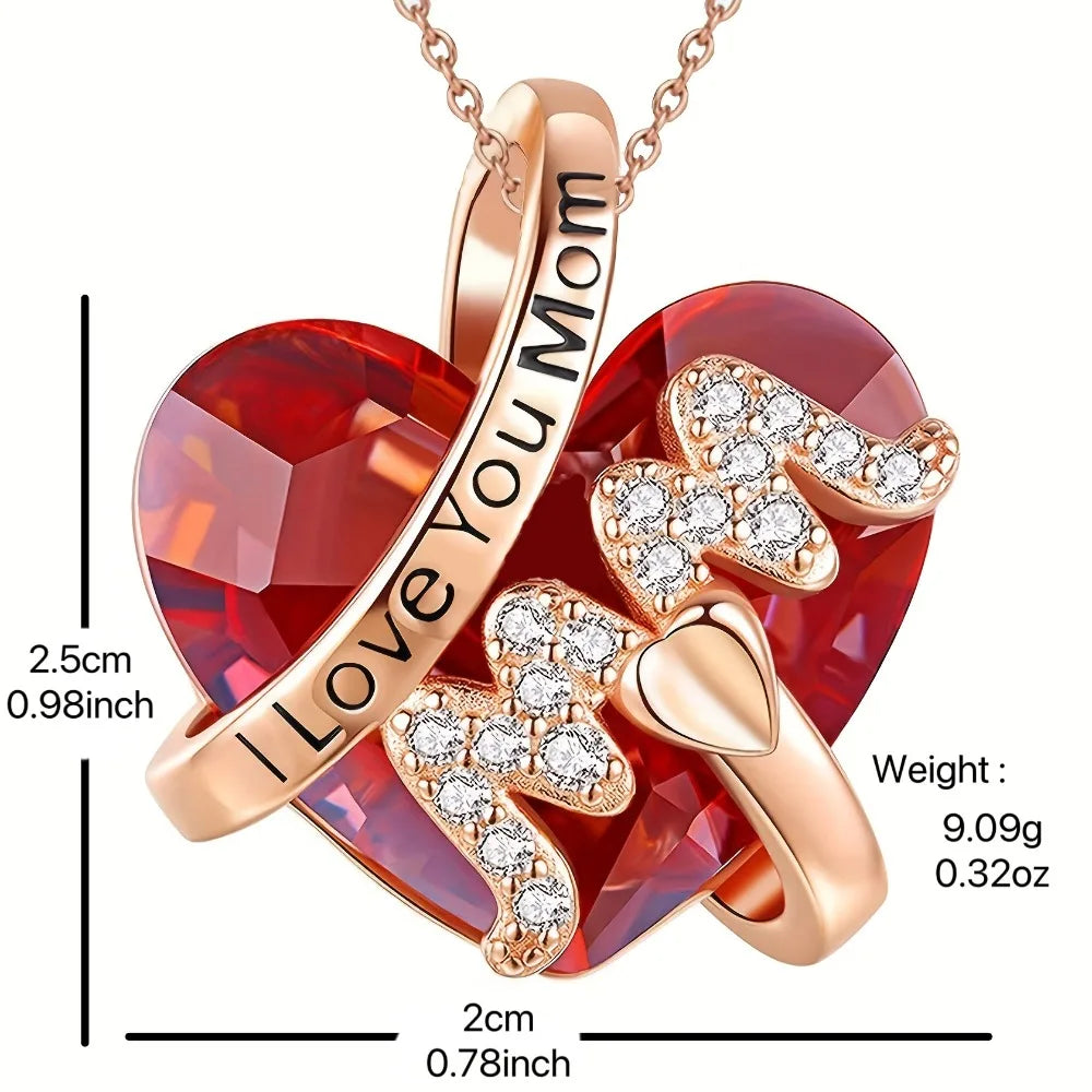 Luxury Fashion Mother's Day Gift Red/Blue Heart Pendant Necklace Mother's Day Necklace Chain Necklace Neck Accessories Good Vibrations Adult Super Store