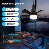 Socket LED Fan Light with Remote Small Ceiling Fans with Lights 3 Colors Dimmable LED Light Bulb Fans E26/E27 Base for Bedroom Good Vibrations