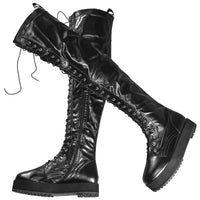 Thigh High Platform Pumps US 12 Shoes Women Plus Size 50 49 Black Patent Leather Over The Knee High Boots Big Size 48 47 Shoes Good Vibrations