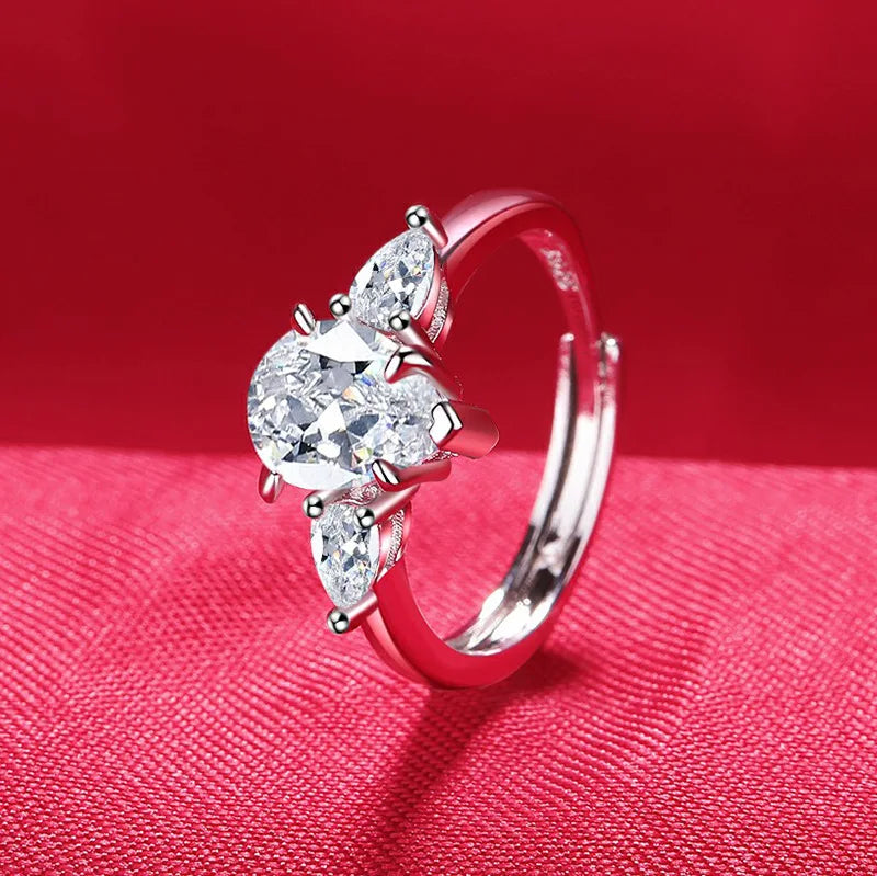 925 Sterling Silver Ring Hot AAA Zircon adjustable Size Engagement Rings For Women Wedding Ring Party Fashion Nice Jewelry Gift Good Vibrations