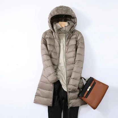 Autumn Winter Warm Women's Jacket 2023 New Korean Hooded Slim-fit X-long Mom Coat Plus Size 5xl 6xl Female Office Lady Jacket Good Vibrations