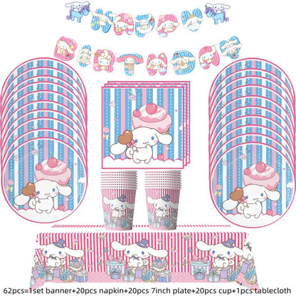 Cinnamorolls Birthday Party Decoration Tableware Set Balloons Cup Plate Banner for Kids Party Favors Baby Shower Supplies Good Vibrations