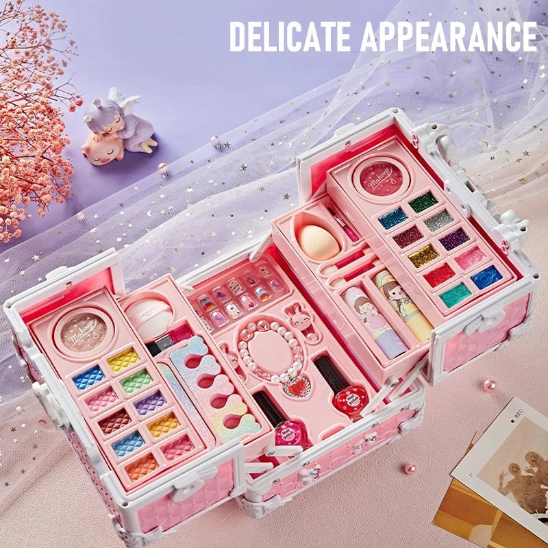Kids Makeup Kit for Little Girls 49 Pcs Washable Makeup Kit Kids Real Girls Makeup Kit with Cosmetic Case ，Birthday Gifts Good Vibrations