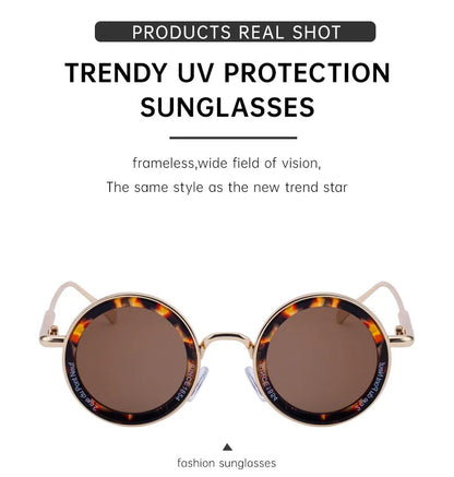 Round Steampunk Sunglass Men Vintage Punk Sunglasses Women Trendy Retro Fashion Glasses Gafas De Sol Hombre Lunette Soleil Femme Good Vibrations