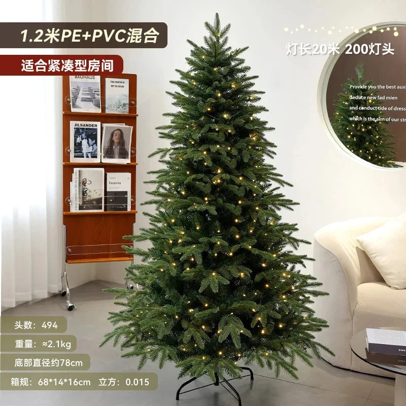 Christmas Tree PE Encrypted Christmas Decoration with Lights,Folding and Retractable Pine Needles,Christmas Tree Set Decoration Good Vibrations