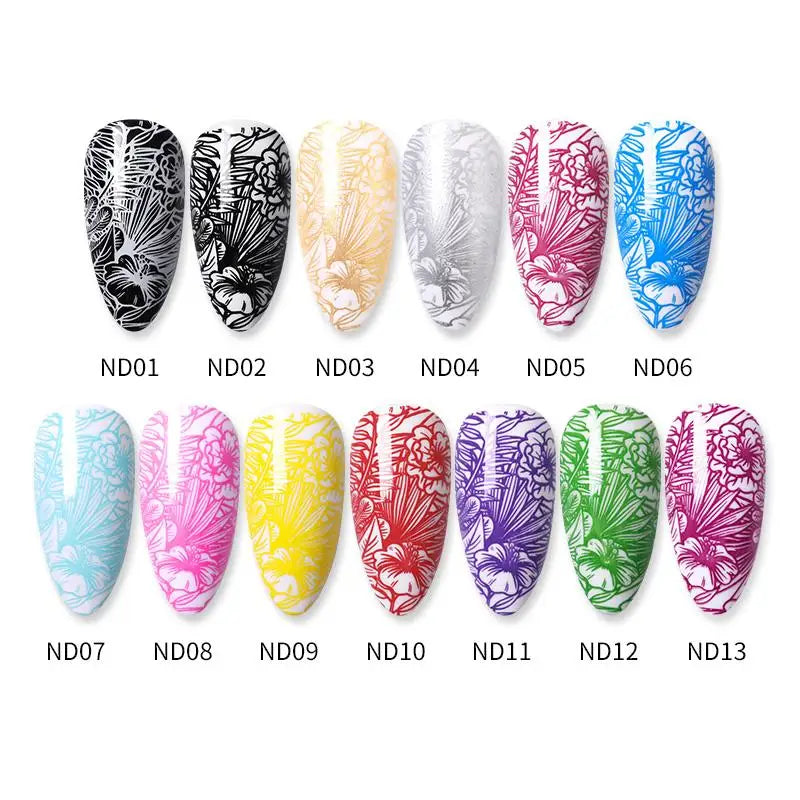 NICOLE DIARY Stamping Nail Polish Black White Gold Silver Nail Art Printing Varnish DIY Design for Stamping Plate Nails Painting Good Vibrations