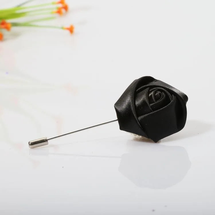 Men Boutonnieres for Wedding Groom Corsage Lapel Pins Ribbon Roses Flower Mensuit Buttonhole Brooch Marriage Accessories Good Vibrations