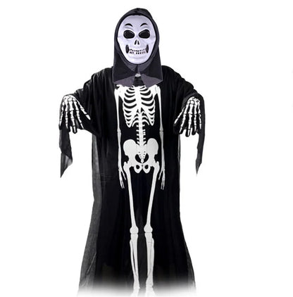 scary halloween costumes adults fantasia cosplay masque LED scream ghost horror mask children black skeleton costume suit Good Vibrations