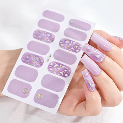 14Tip/Sheet Abalone Slice Nail Wrap Decals Baking Free Self Adhesive Nail Polish Sticker Long-Lasting Marble Gradient Nail Strip Good Vibrations