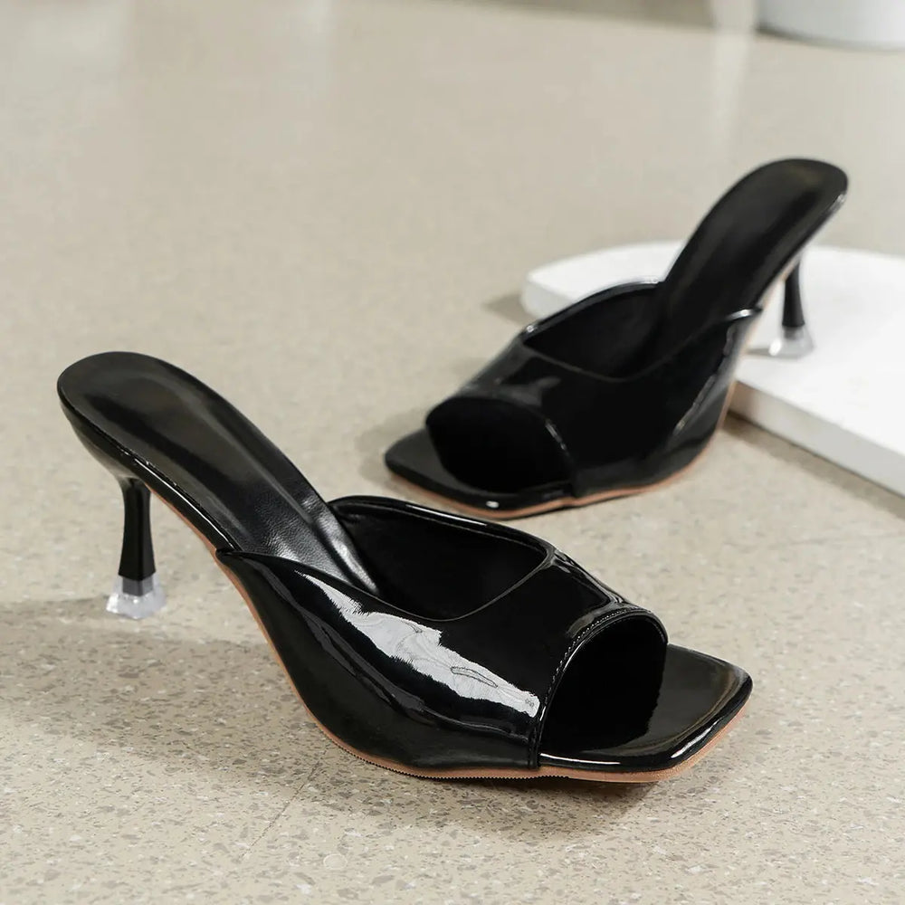 2025 Women High Heel Sandals Summer New Fashion Square Toe Open Toe Women Elegant Casual Comfortable Black High Heel Sandals Good Vibrations
