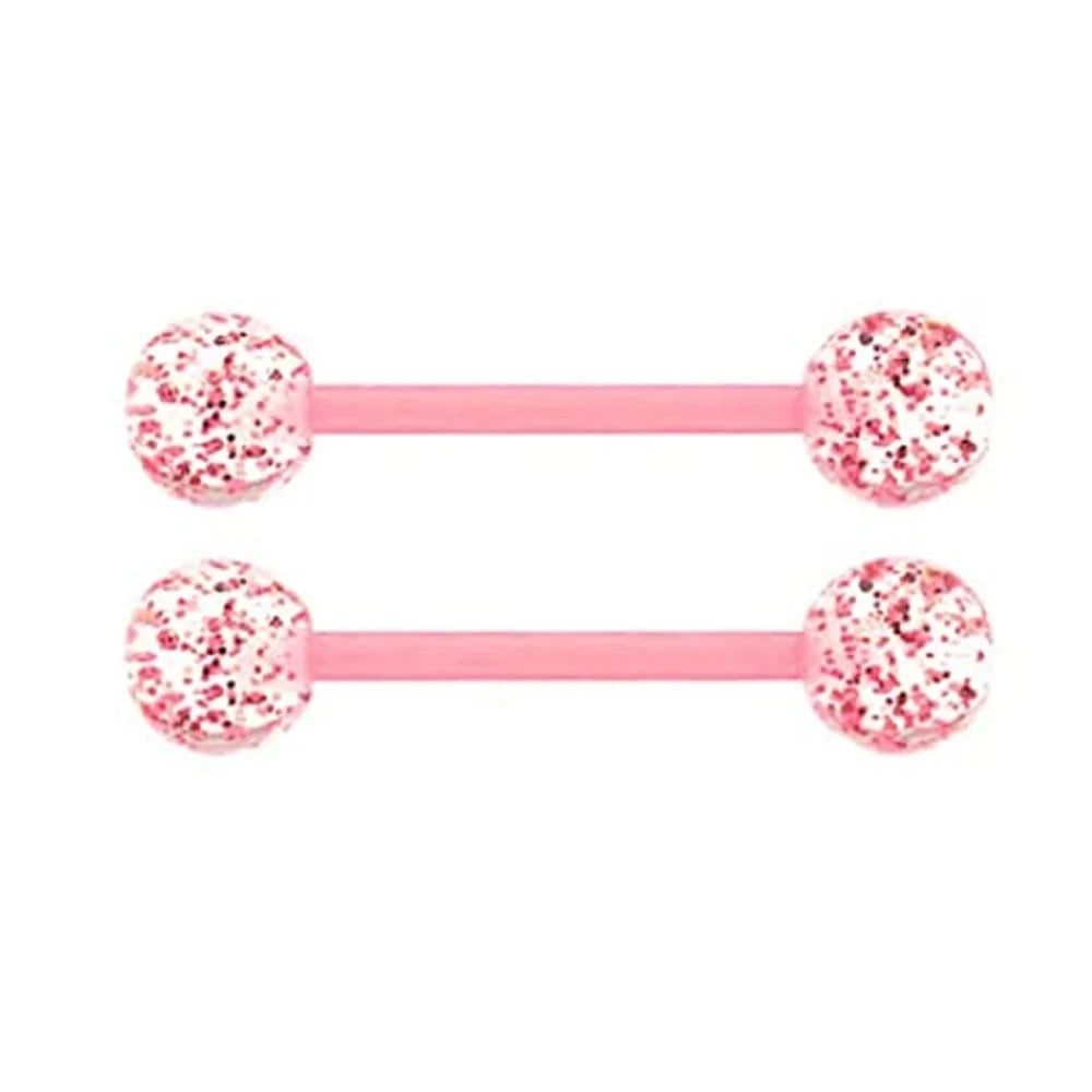 2Pcs 14G 16mm Glow In The Dark Flexible Acrylic Straight Tongue Nipple Ring Retainer Piercing Fpr Woman and Man Good Vibrations Adult Super Store