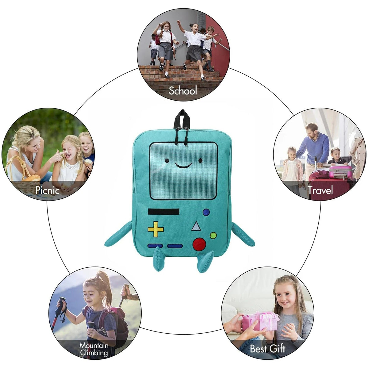 Kawaii 3D Cartoon Robot Backpack 14 Inch Canvas School Bag Fashion Unisex Student Outdoor Rucksack Cute Back To School Kids Gift Good Vibrations